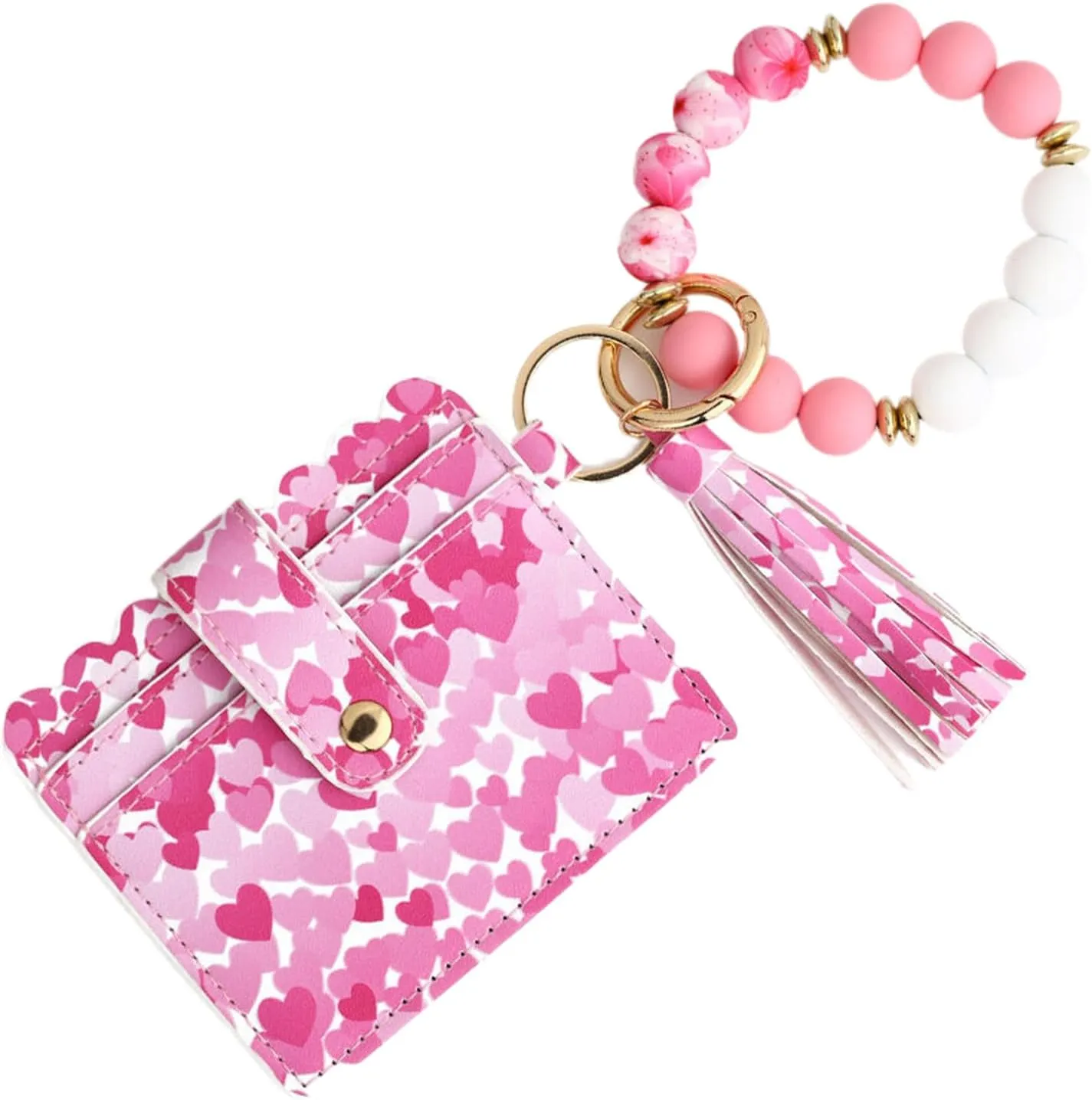 HUSSATOP Wristlet Bracelet Keychain with Butterfly Print Credit Card Holder Purse Pocket Zip Slim Wallet Key Ring for Women