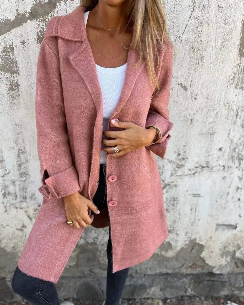 Ivyshape | Casual Long Coat With Lapels