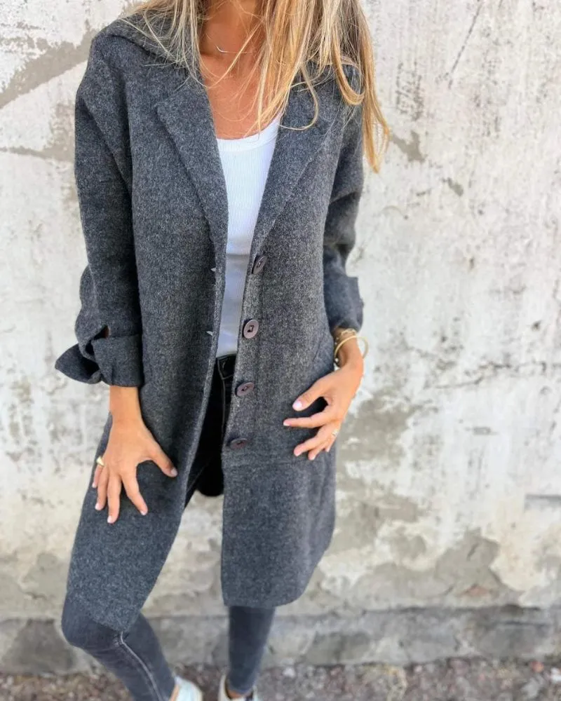 Ivyshape | Casual Long Coat With Lapels