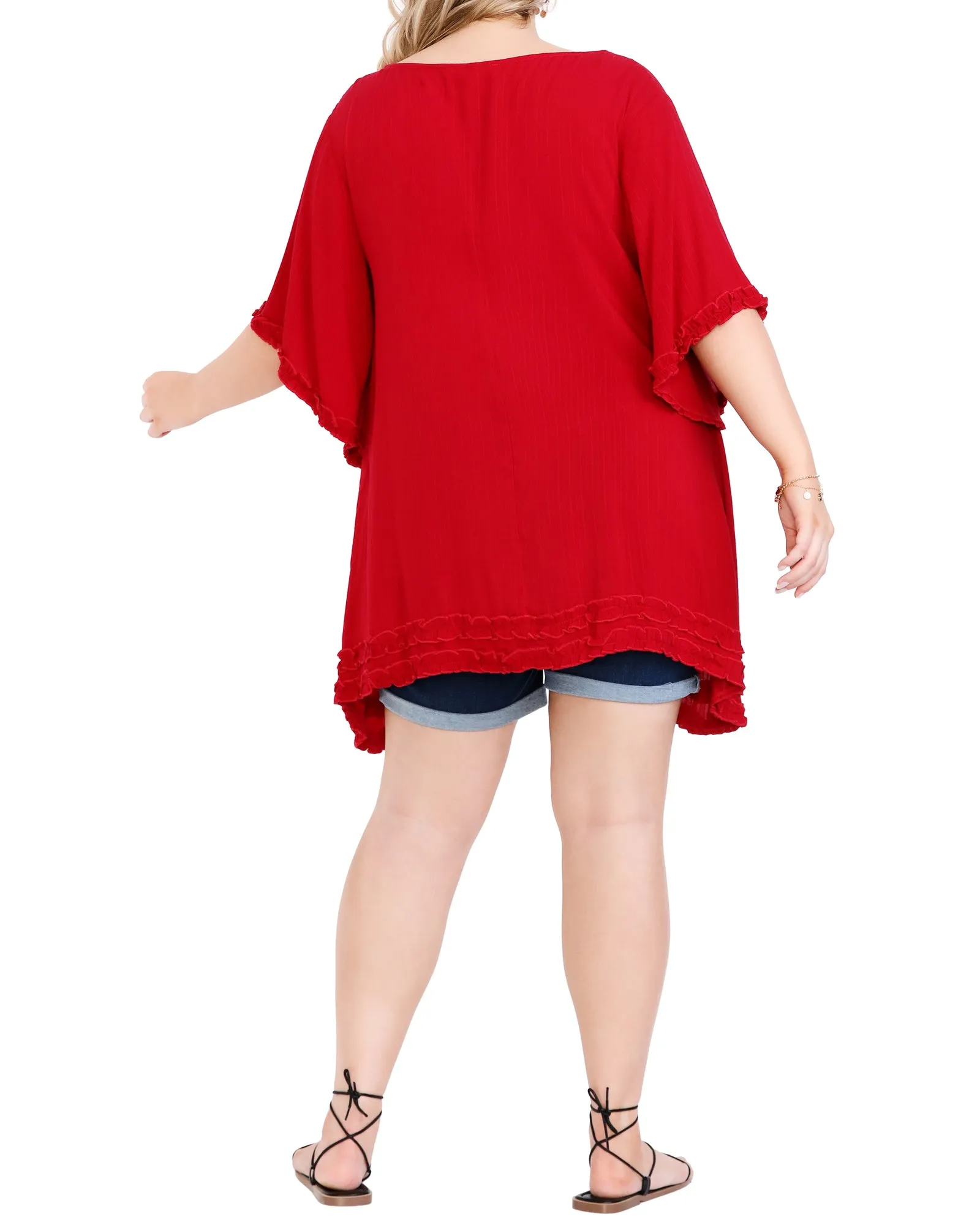 Kaylee Sharkbite Hem Tunic | Red