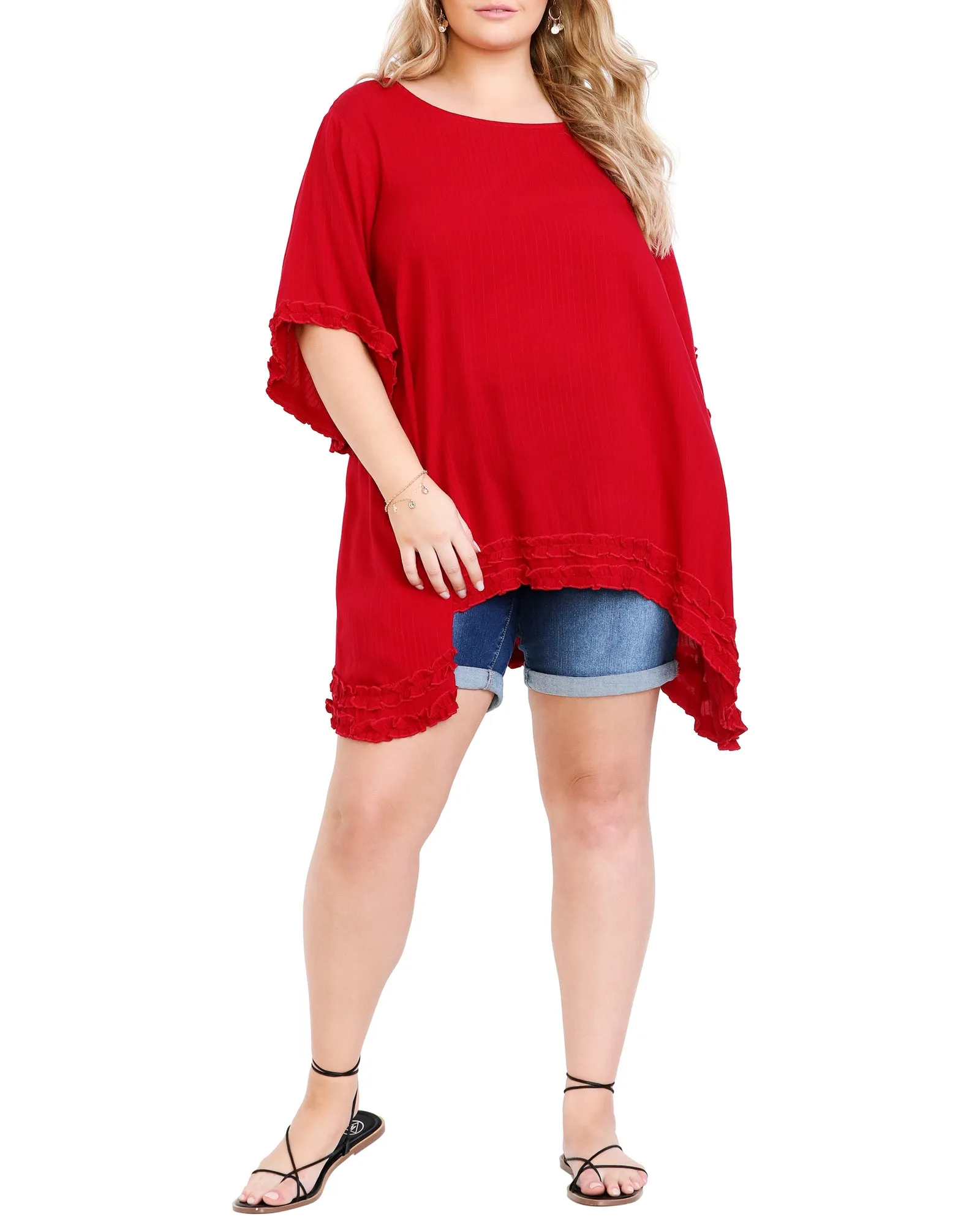 Kaylee Sharkbite Hem Tunic | Red
