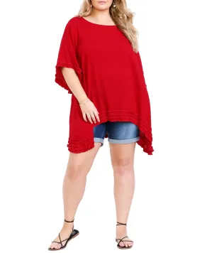 Kaylee Sharkbite Hem Tunic | Red