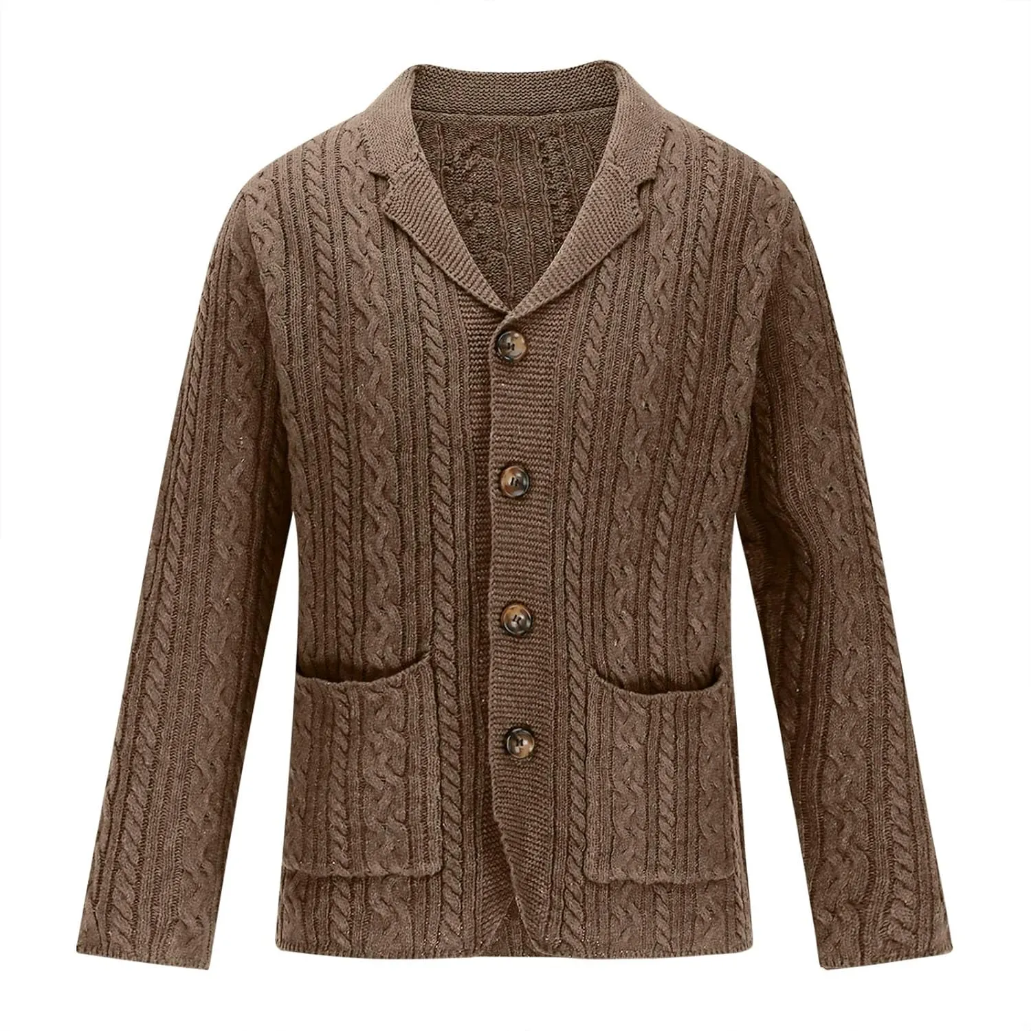 Knit Cardigan Men Shawl Collar Cardigan Sweater Casual Button Down Sweaters Winter Knit Sweater with Pockets
