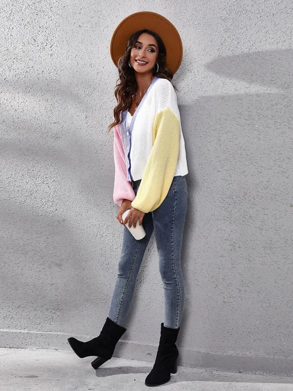 Kyra Casual Colorblock Knit Long Sleeve Cardigan
