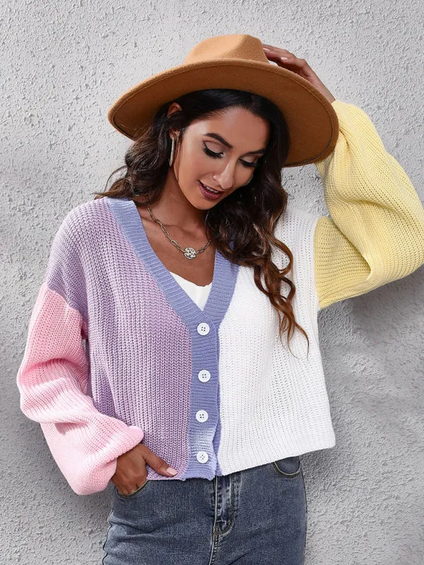 Kyra Casual Colorblock Knit Long Sleeve Cardigan