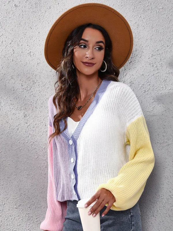 Kyra Casual Colorblock Knit Long Sleeve Cardigan