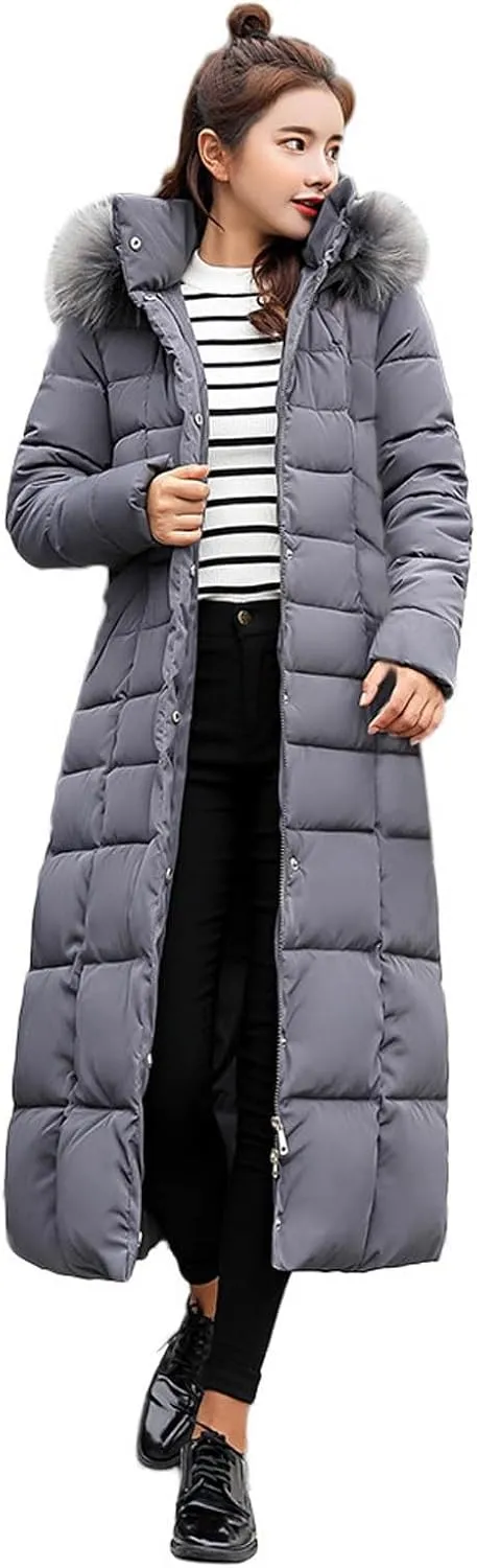 Long Puffer Jacket Women Packable Down Jacket Lightweight Parkas Jacket Oversized Water-Resistant Winter Hooded Quilted Coat