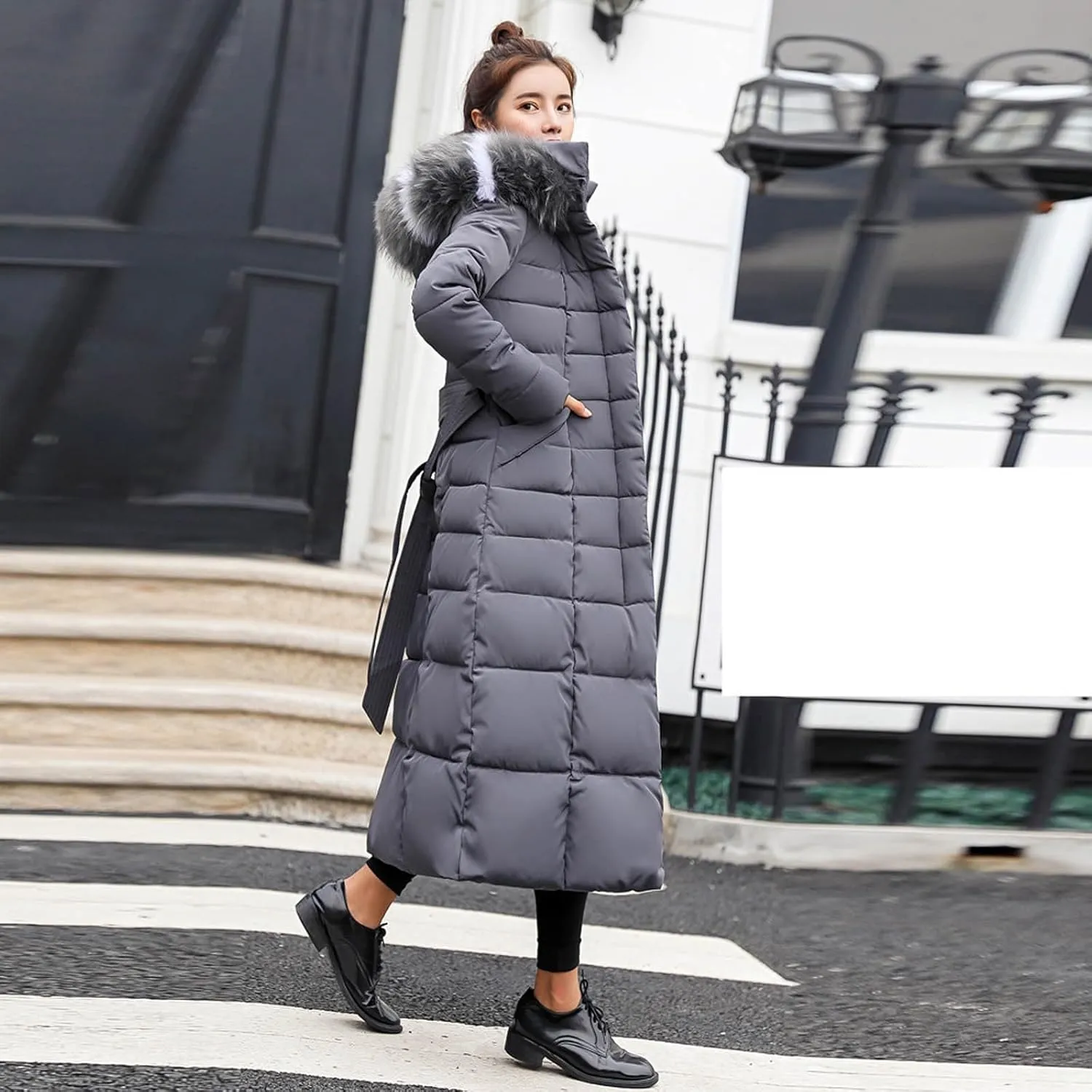 Long Puffer Jacket Women Packable Down Jacket Lightweight Parkas Jacket Oversized Water-Resistant Winter Hooded Quilted Coat