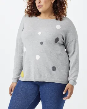 Margo Polka Dot Sweater | Light Grey / White
