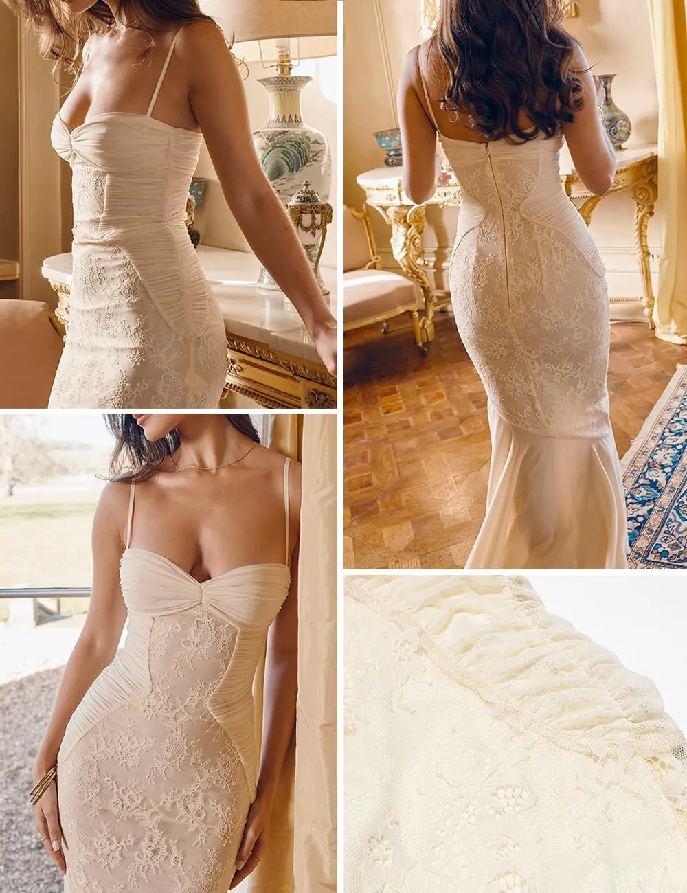 meilun Elegant Mesh Wedding Guest Dress Flowy Ruffle Bodycon Maxi Dress Fishtail Long Formal Dress