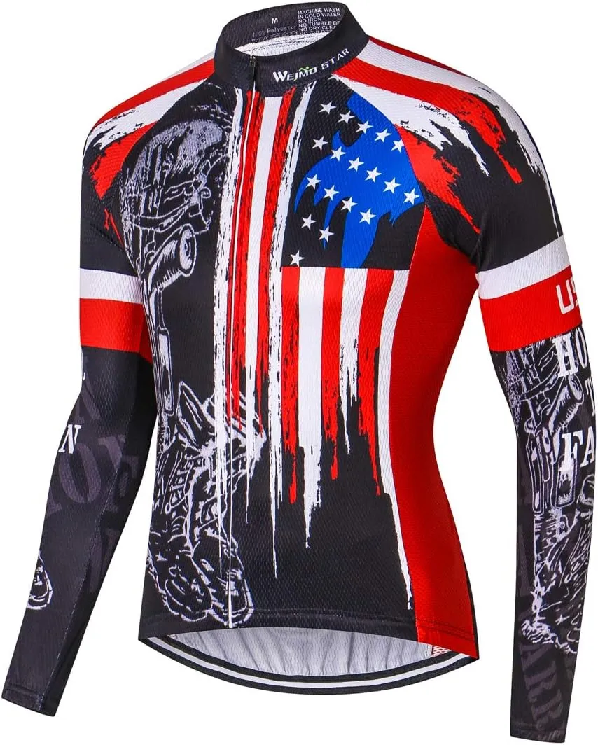 Men's Bike Shirt Tops 3D Long Sleeve Cycling Jersey Breathable Bike Jacket Biking Cycle Shirt