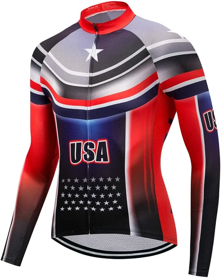 Men's Bike Shirt Tops 3D Long Sleeve Cycling Jersey Breathable Bike Jacket Biking Cycle Shirt