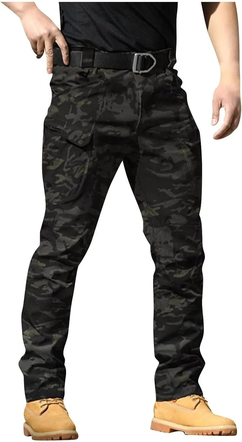 Mens Cargo Pants Baggy Outdoor Waterproof Hiking Work Pants Stretch Lightweight Classic Tactical Pants Multi Pockets
