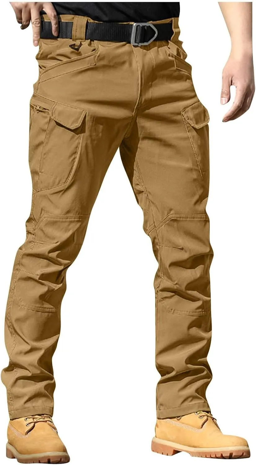 Mens Cargo Pants Baggy Outdoor Waterproof Hiking Work Pants Stretch Lightweight Classic Tactical Pants Multi Pockets