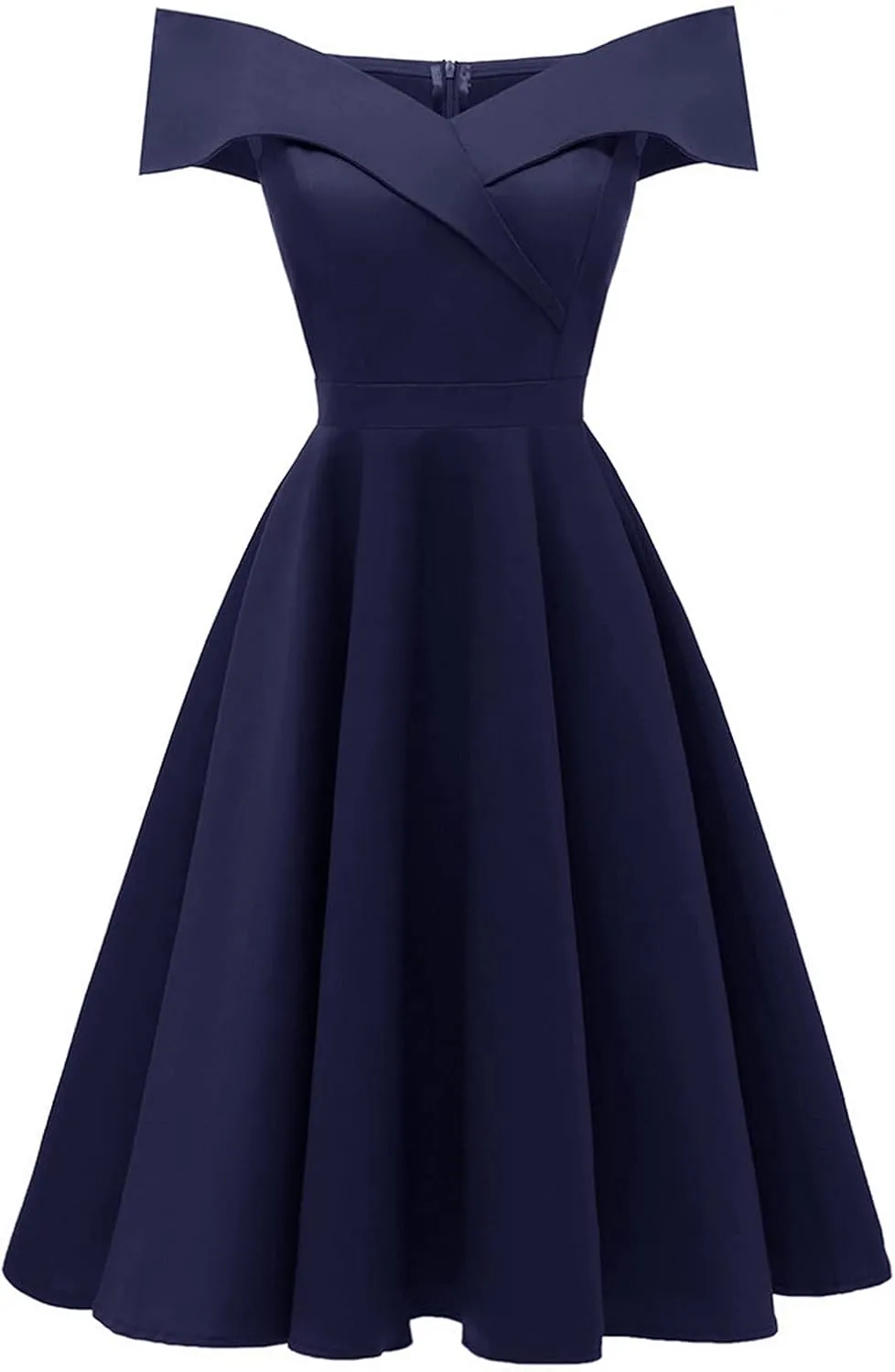 MINGXIN Women's Vintage Dress Sexy Elegant Off Shoulder Bodycon Midi Dress Evening Gown Party Swing Dress