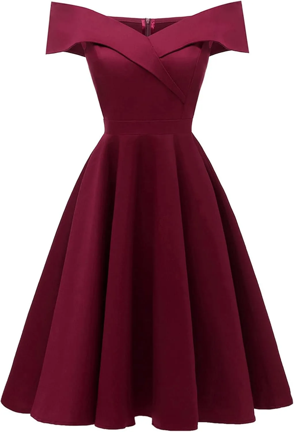 MINGXIN Women's Vintage Dress Sexy Elegant Off Shoulder Bodycon Midi Dress Evening Gown Party Swing Dress