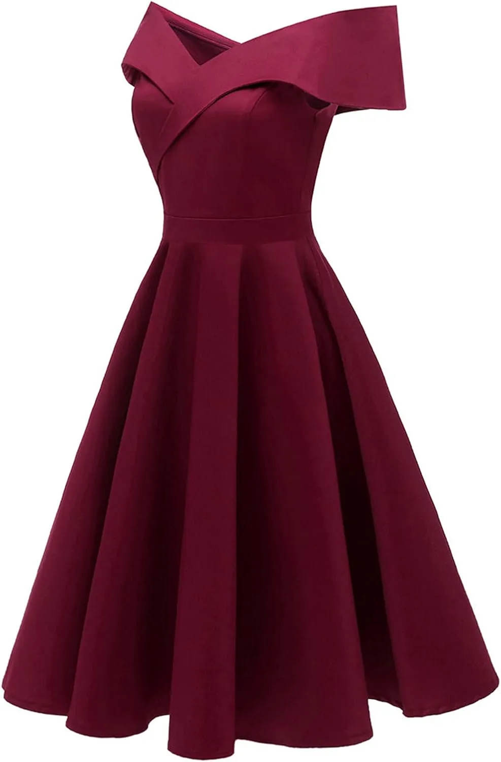 MINGXIN Women's Vintage Dress Sexy Elegant Off Shoulder Bodycon Midi Dress Evening Gown Party Swing Dress