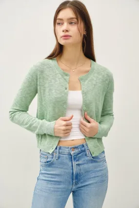 Remi Long Sleeve Button Down Cardigan Green