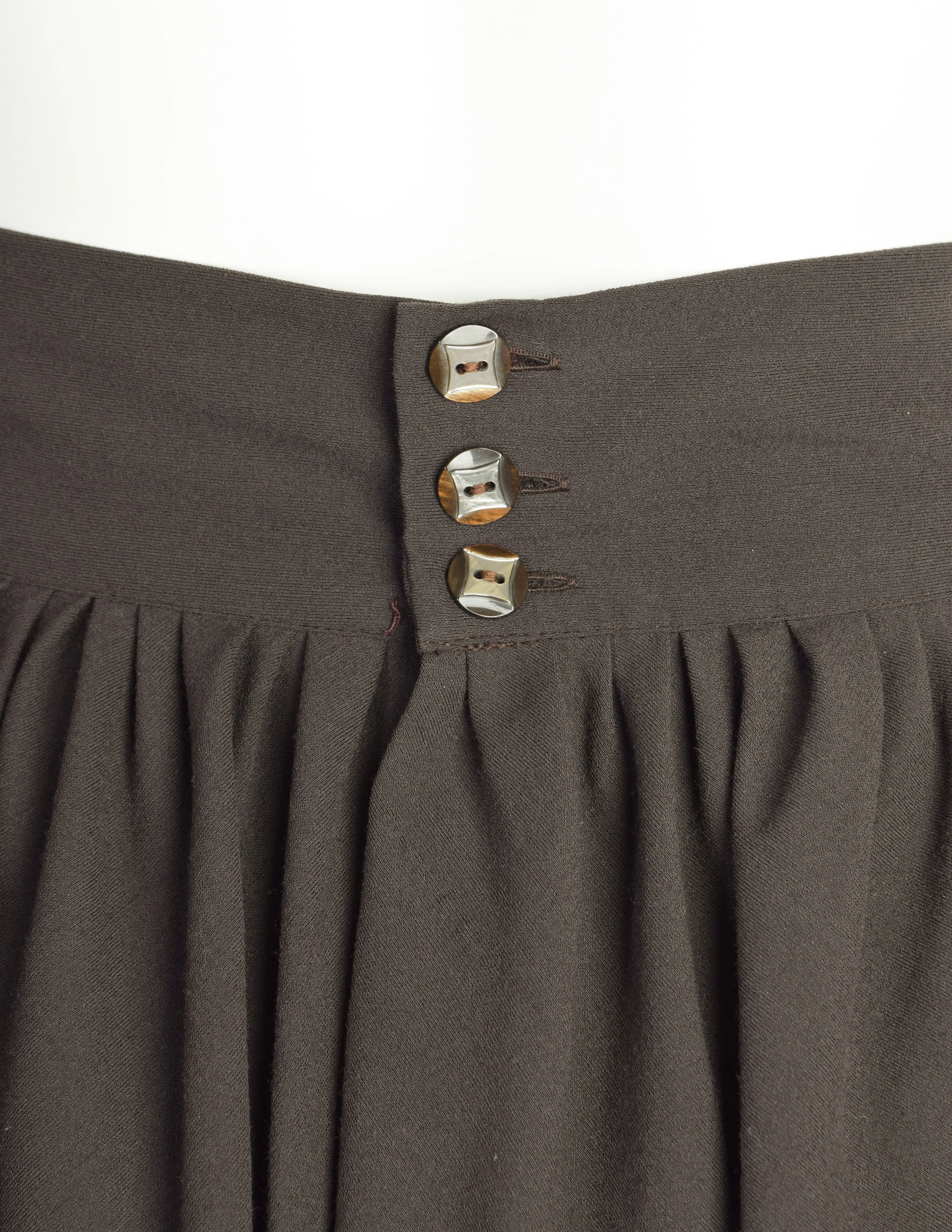 Romeo Gigli Vintage 1980s Deepest Brown Wool Crepe Draping Tulip Cocoon Skirt