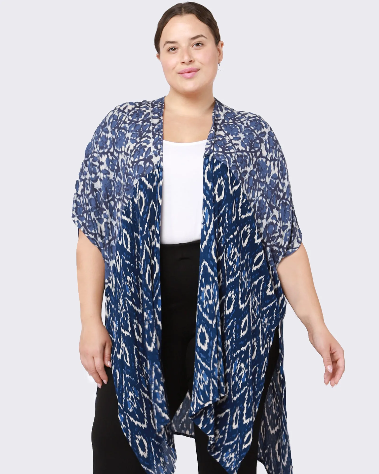Siai Printed Kimono | Azure Blue / White