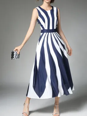Stripe Elegant Sleeveless Casual Dress