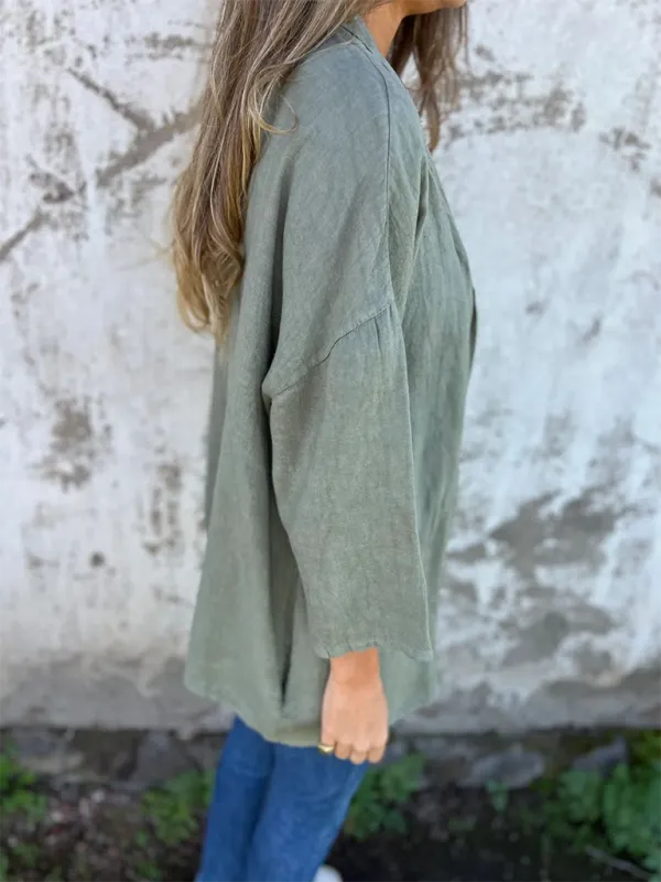 Tasha Women's Casual Loose Pocket Cardigan Jacket Top