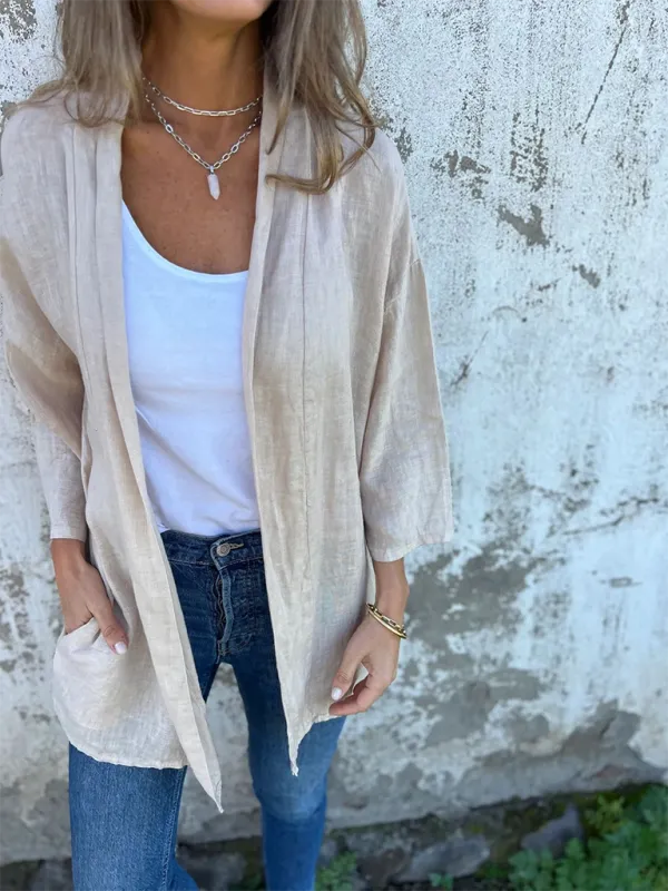 Tasha Women's Casual Loose Pocket Cardigan Jacket Top