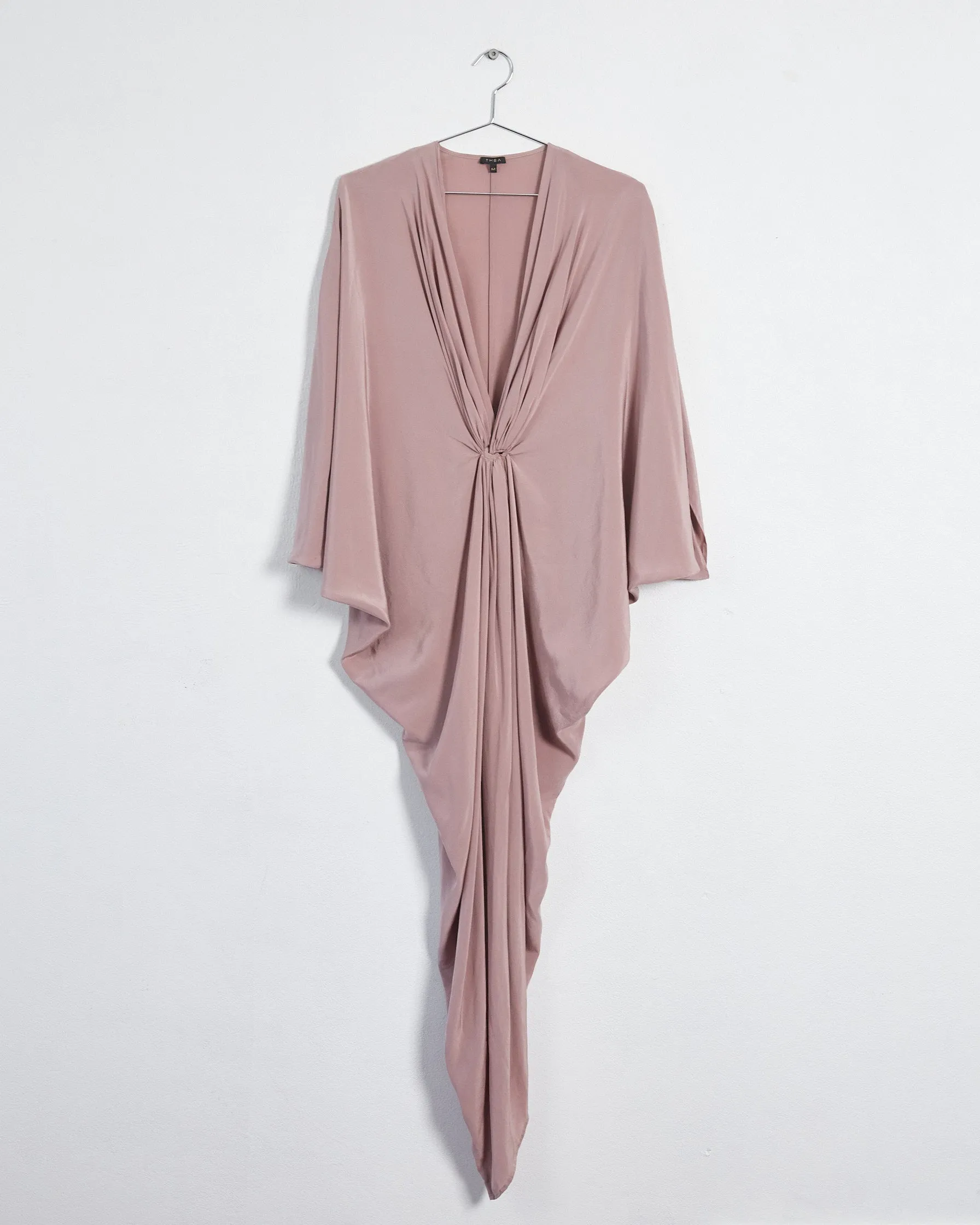 Théa 'olympia' silk kaftan, dusty pink, 10-12