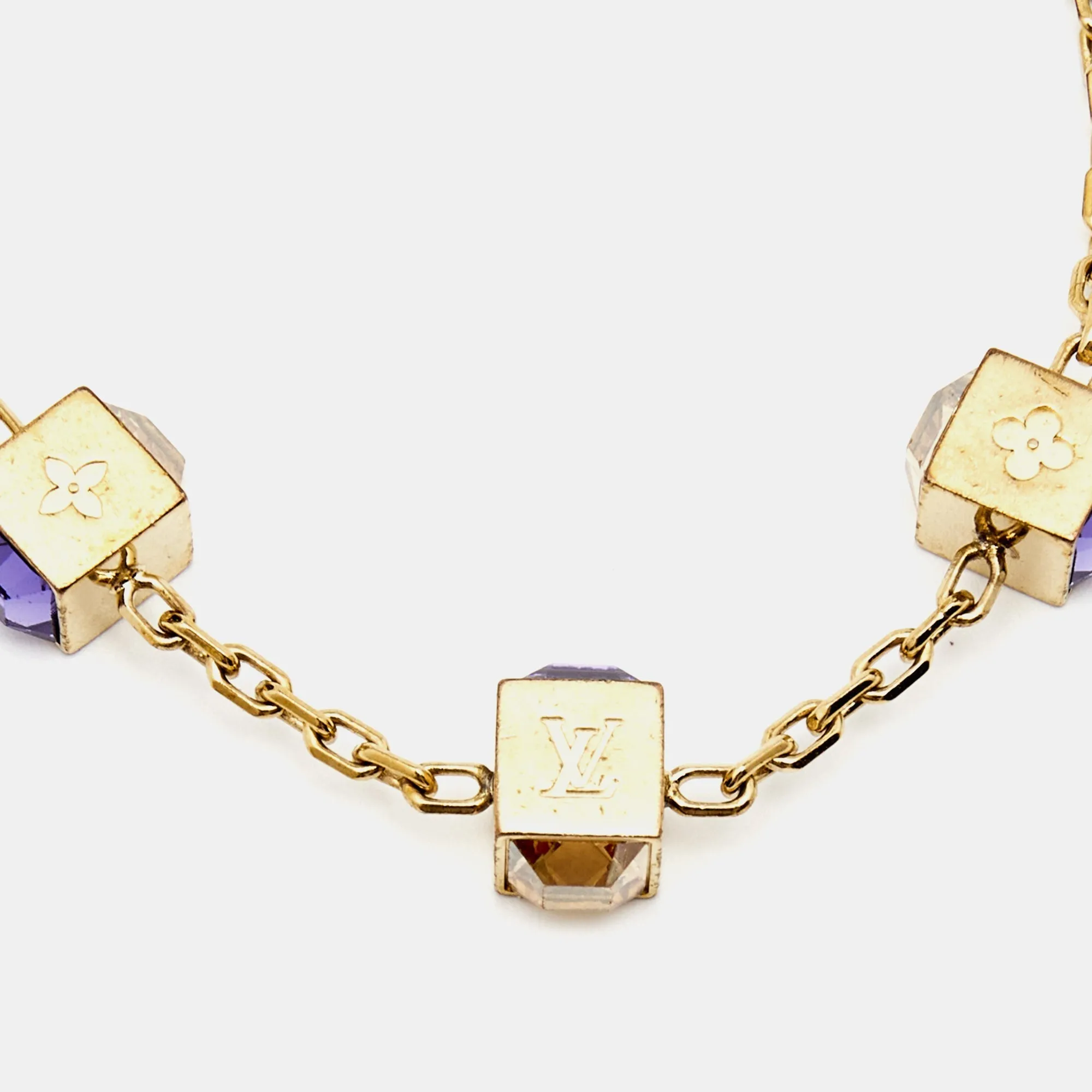 Trendy Inspired Louis Vuitton Gamble Crystals Gold Tone Bracelet