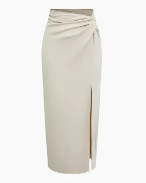 Twisted Twill Midi Skirt