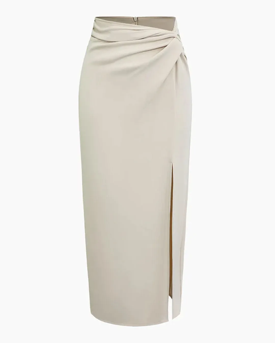 Twisted Twill Midi Skirt