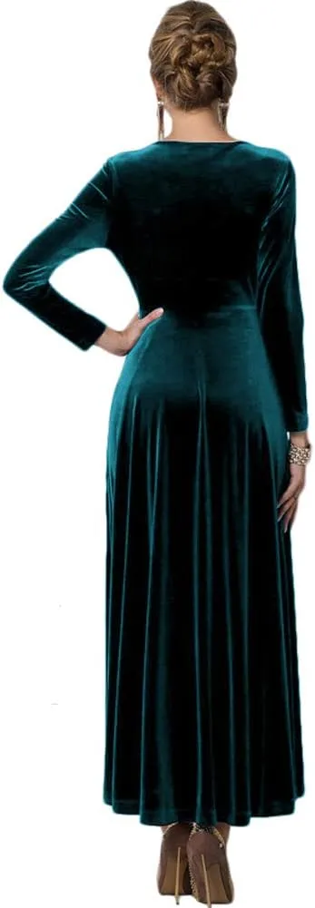 Women Elegant Velvet Long Dress Evening Party Dancing Dress Christmas Maxi Dress