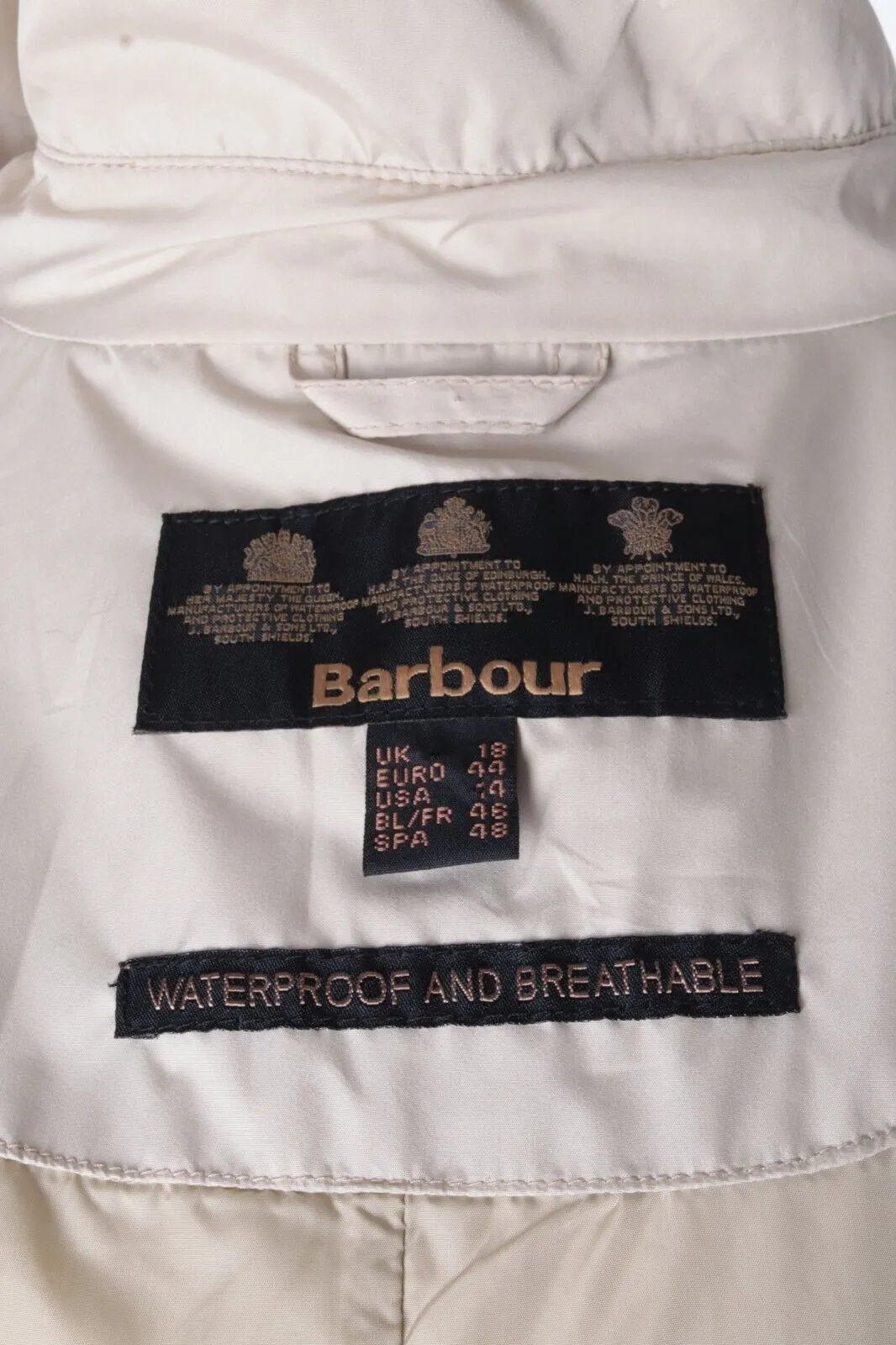 Women's BARBOUR Ivory Double-Breasted FEATHERWEIGHT VALERIE SHORT Coat Size 18