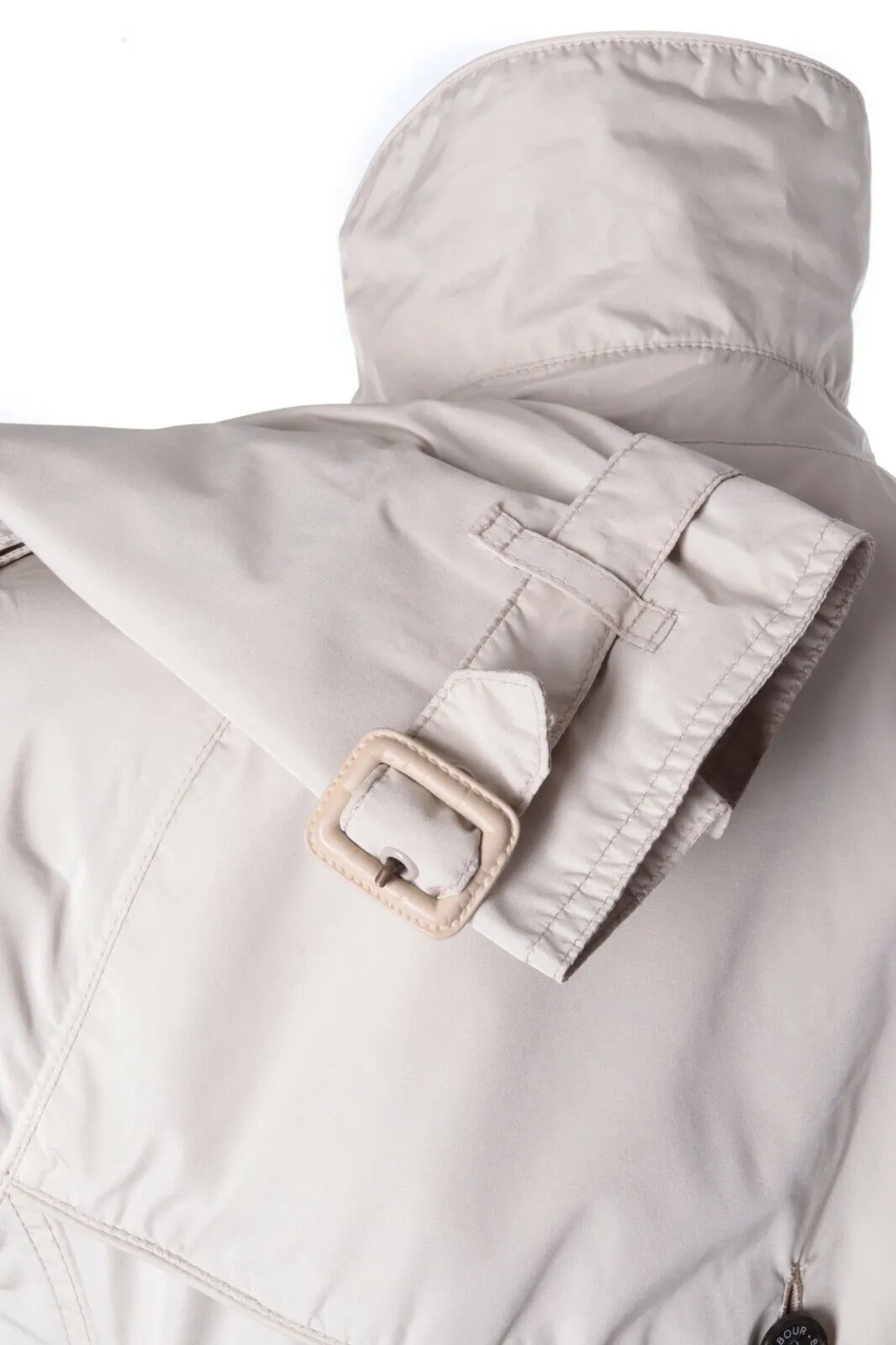 Women's BARBOUR Ivory Double-Breasted FEATHERWEIGHT VALERIE SHORT Coat Size 18