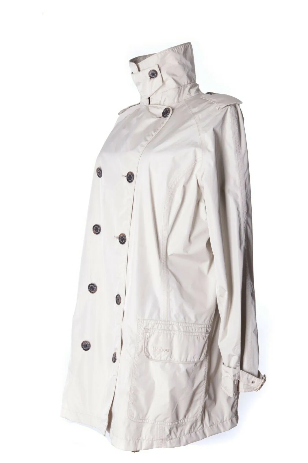 Women's BARBOUR Ivory Double-Breasted FEATHERWEIGHT VALERIE SHORT Coat Size 18