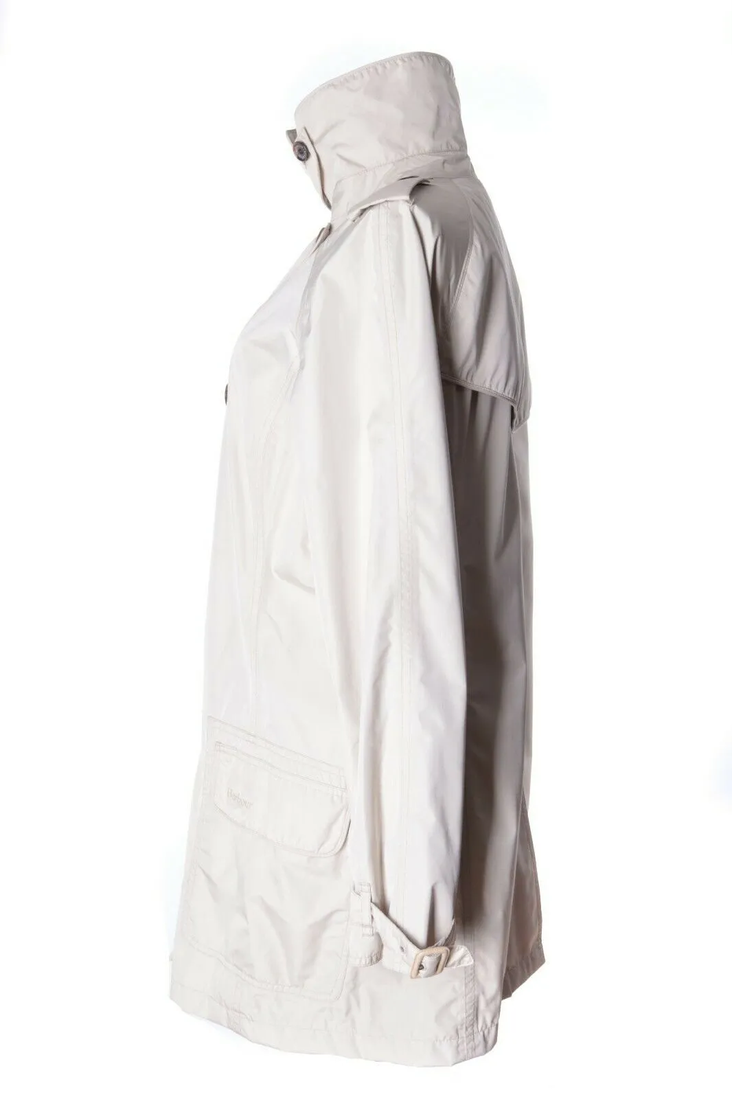 Women's BARBOUR Ivory Double-Breasted FEATHERWEIGHT VALERIE SHORT Coat Size 18