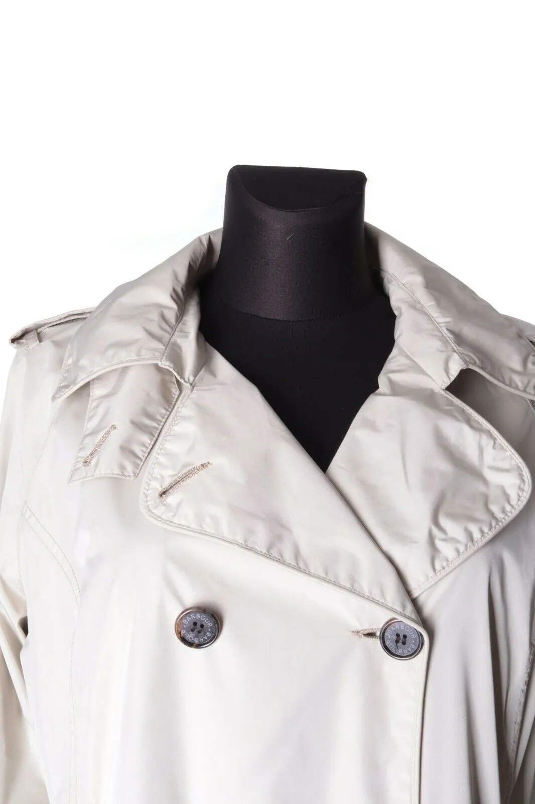 Women's BARBOUR Ivory Double-Breasted FEATHERWEIGHT VALERIE SHORT Coat Size 18