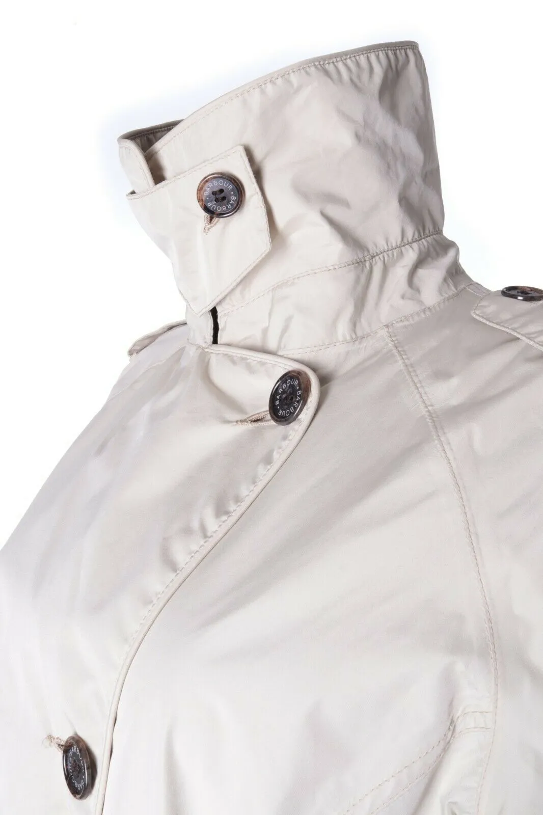 Women's BARBOUR Ivory Double-Breasted FEATHERWEIGHT VALERIE SHORT Coat Size 18