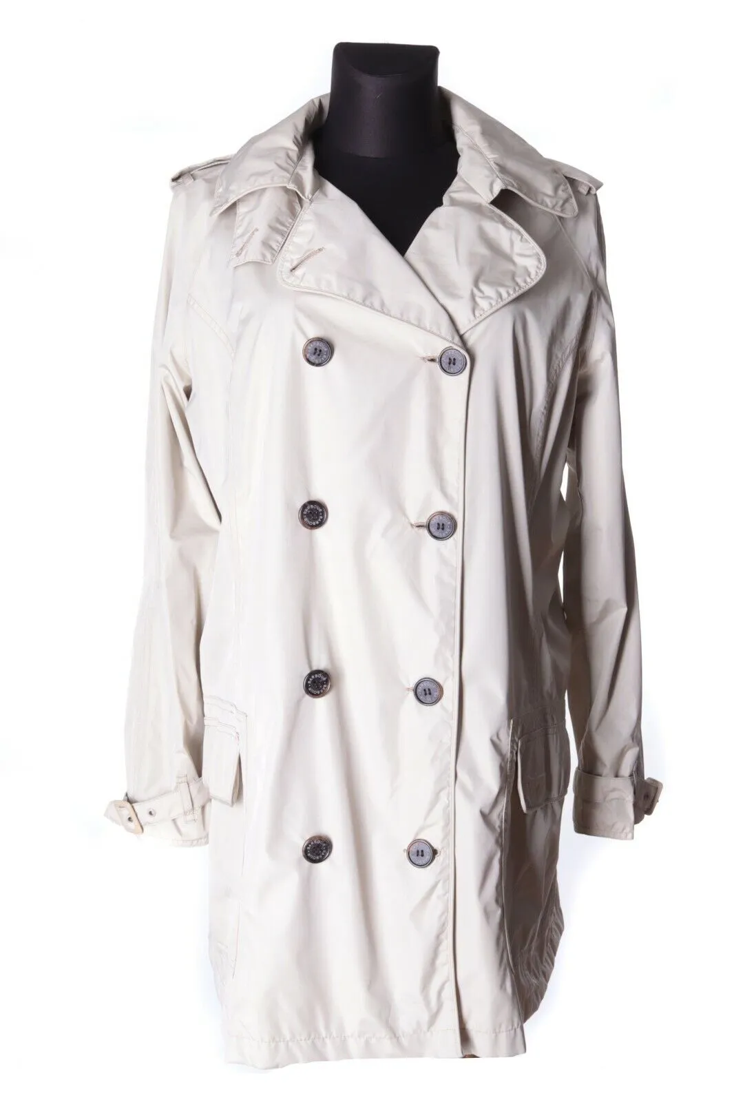 Women's BARBOUR Ivory Double-Breasted FEATHERWEIGHT VALERIE SHORT Coat Size 18