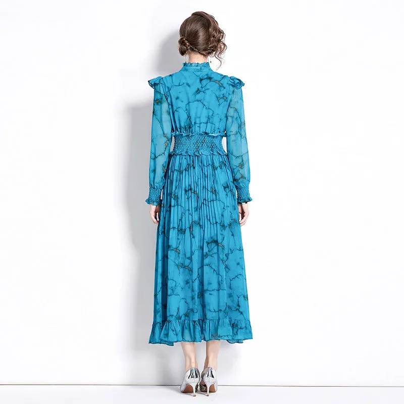 Women's Elegant Elastic Waist-tightening Pleated Dress
