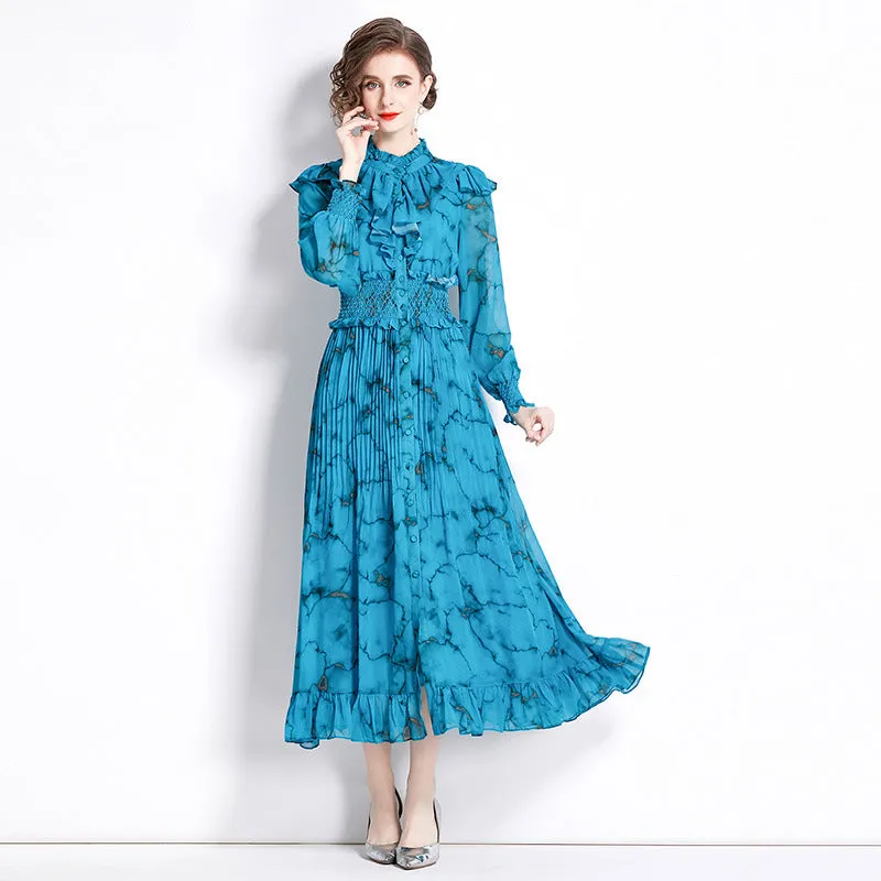 Women's Elegant Elastic Waist-tightening Pleated Dress