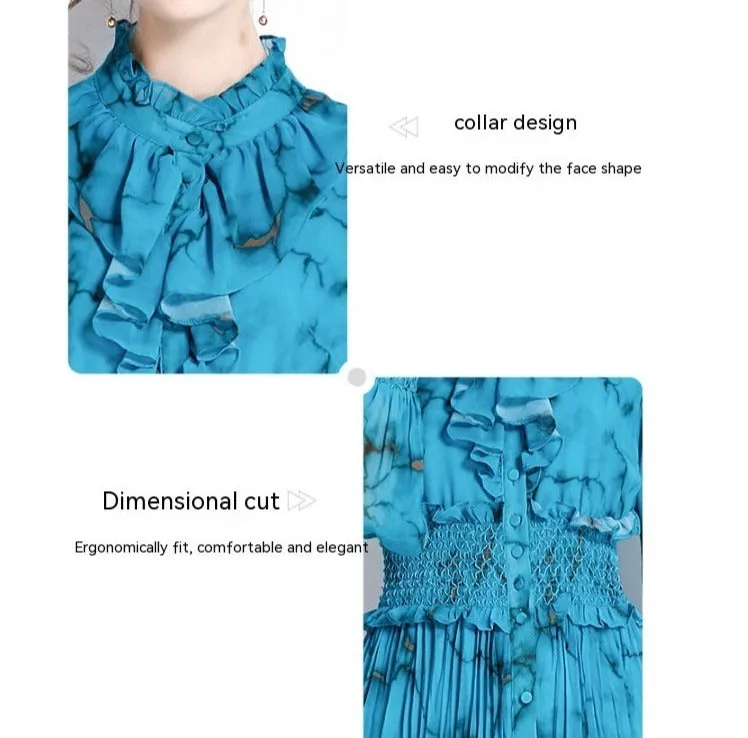Women's Elegant Elastic Waist-tightening Pleated Dress