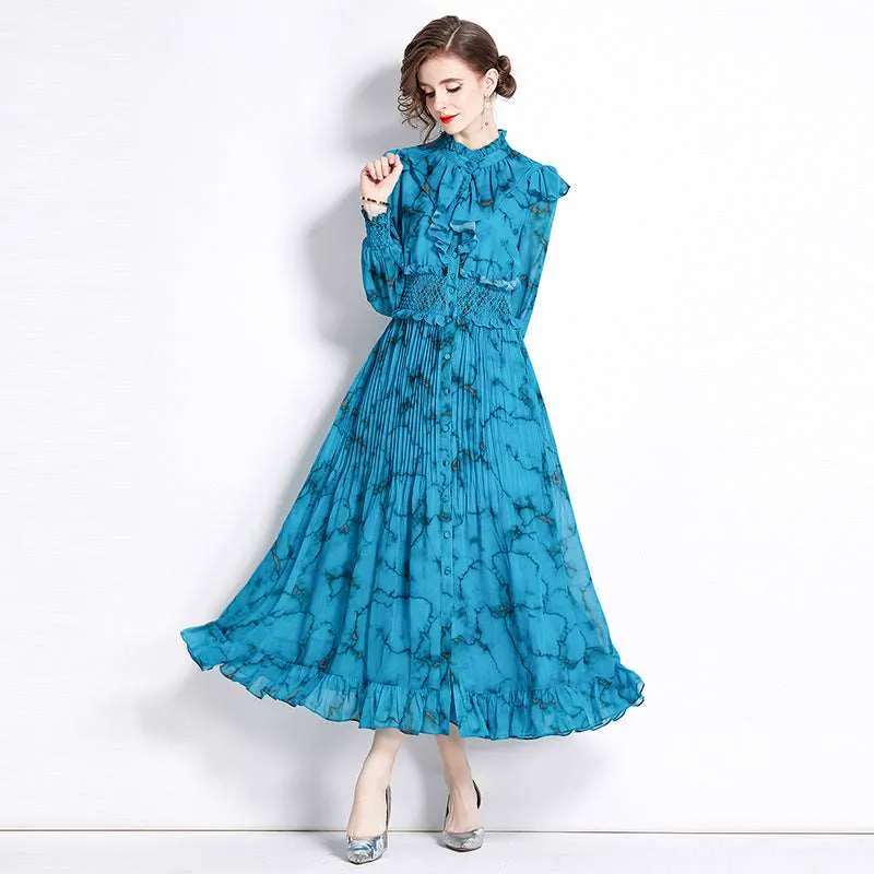 Women's Elegant Elastic Waist-tightening Pleated Dress