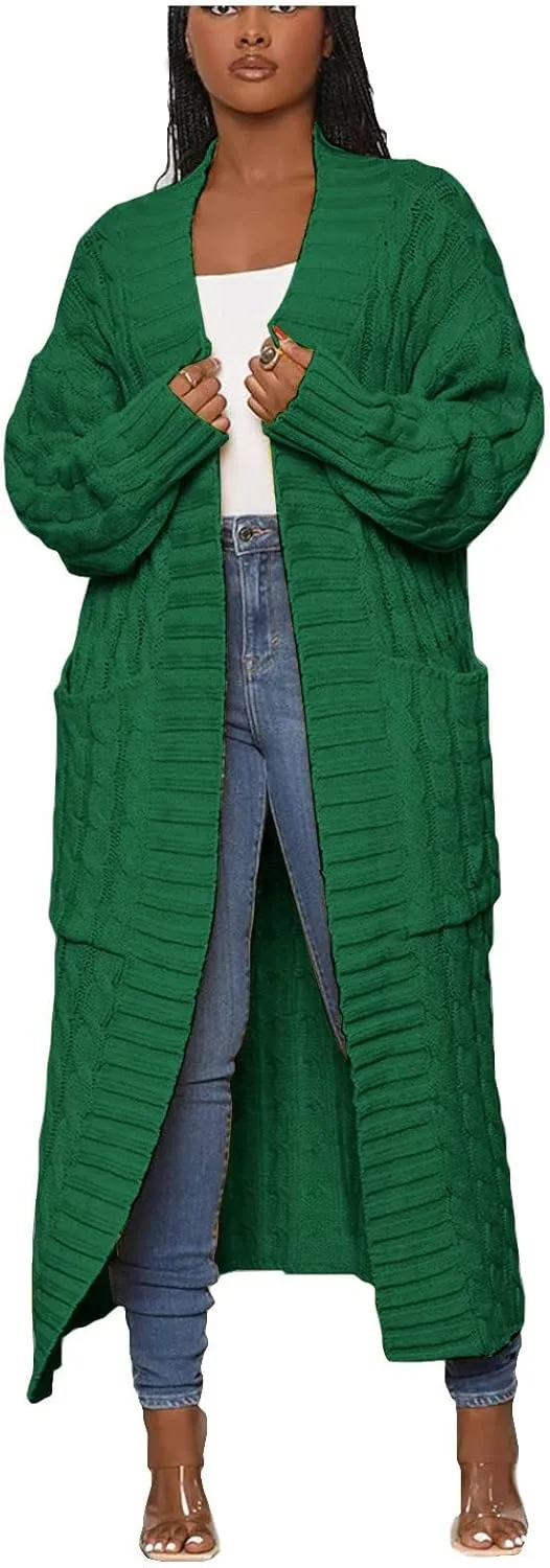 Women's Fall Winter Casual Trendy Loose Long Sleeve Solid Knit Sweater Jacket