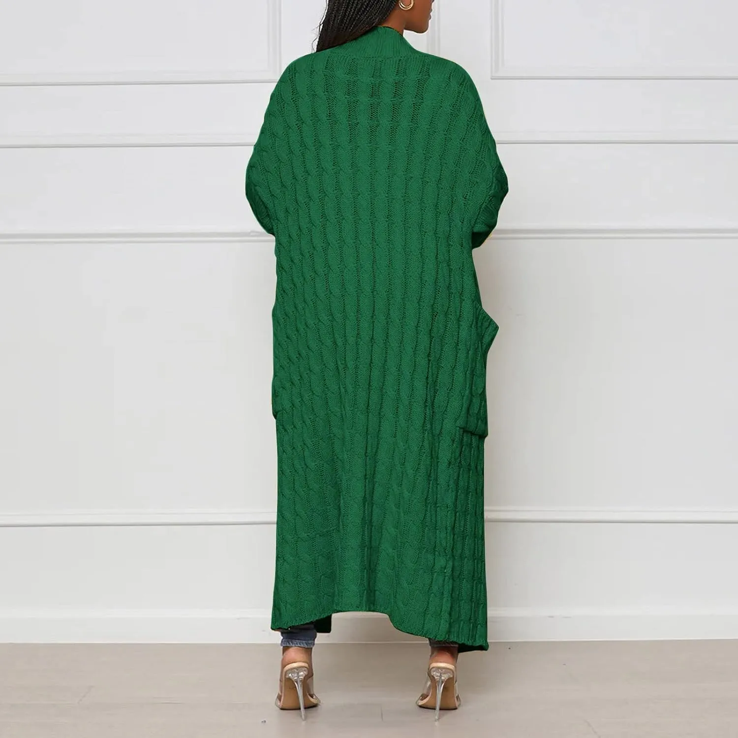 Women's Fall Winter Casual Trendy Loose Long Sleeve Solid Knit Sweater Jacket