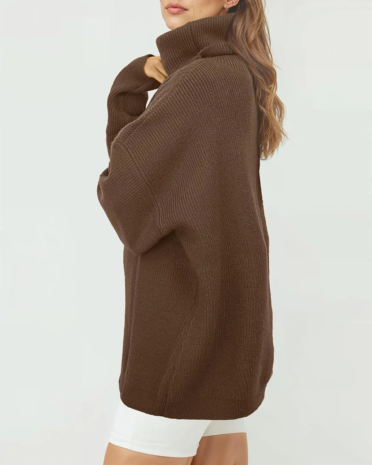 Womens Oversized Turtleneck Sweaters Batwing Long Sleeve Casual Baggy Knit Pullover Tunic Sweater 2024 Fall Outfits
