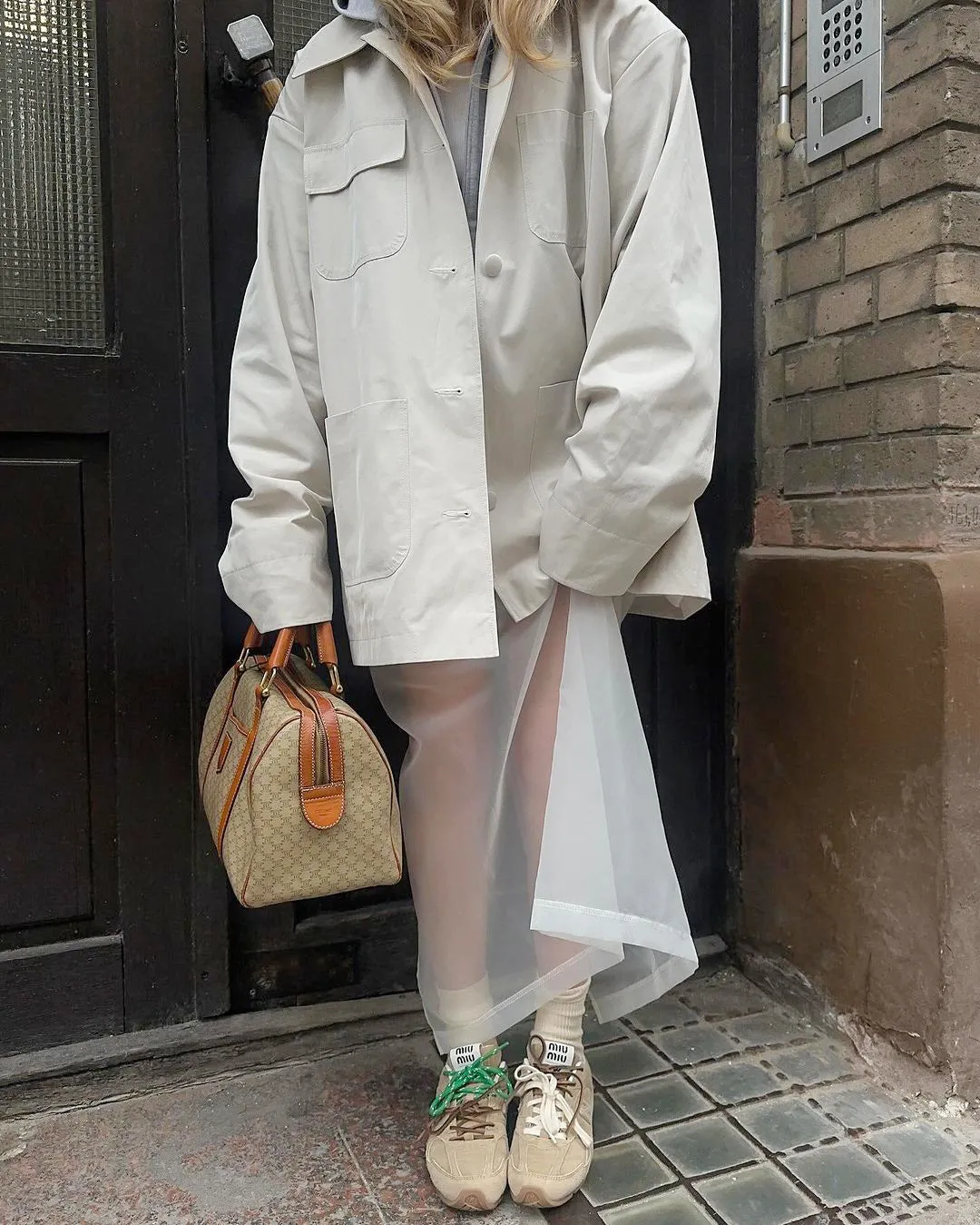 Women’s Sheer White Mesh High-Waisted Loose Straight Skirt