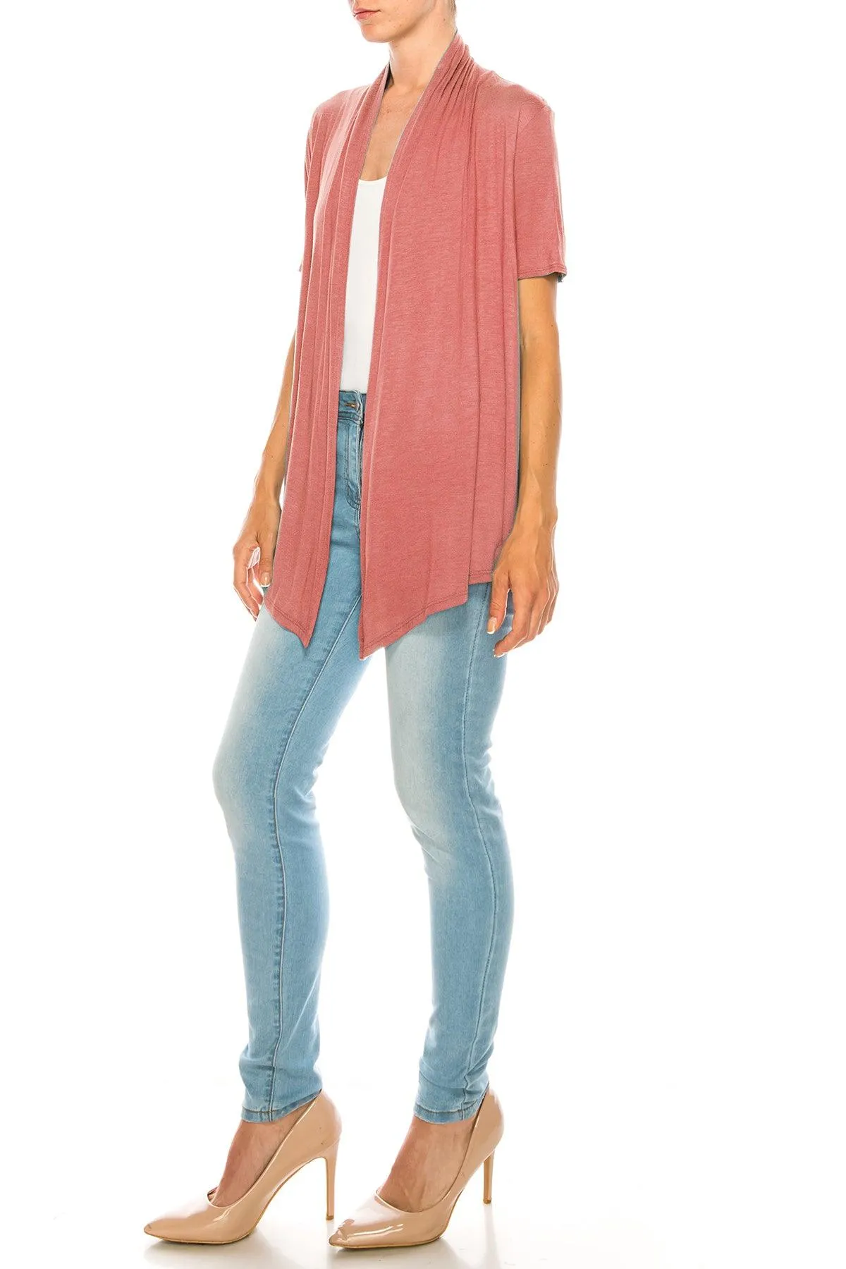 Women's Short Sleeve Open Front Cardigan