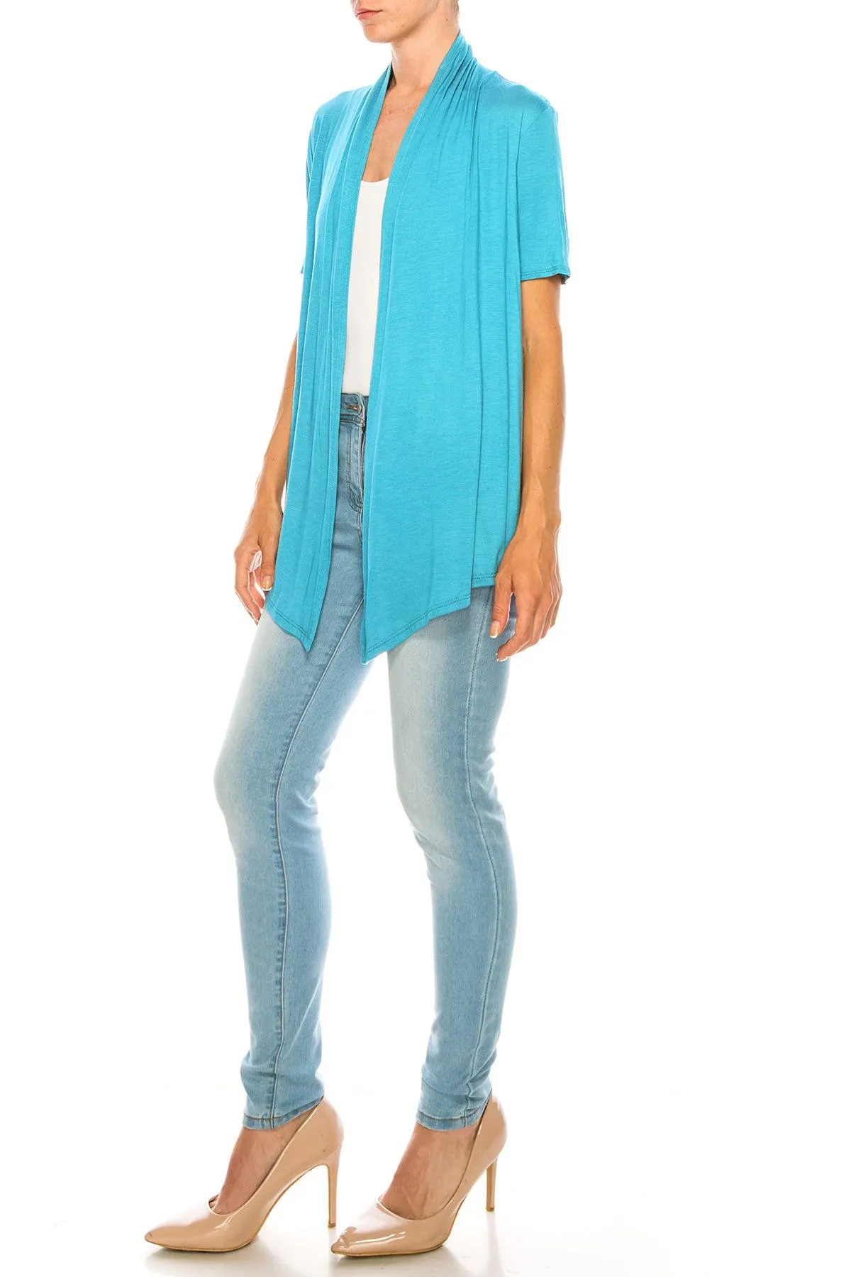 Women's Short Sleeve Open Front Cardigan