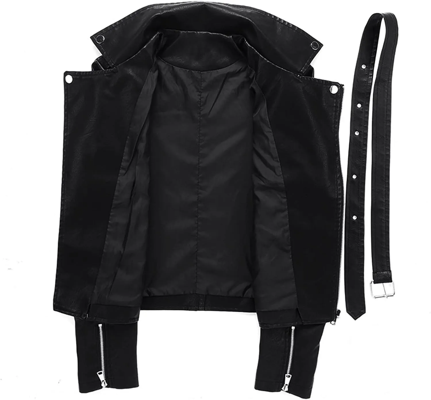 ZYXTIM Women's Classic Vintage Faux Leather Motorcycle Jacket Stylish Notched Collar Oblique Zipper Shacket Jacket